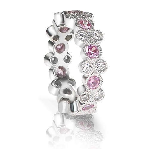 1.90 CT Round Cut Pink Sapphires &amp; Diamonds - Eternity Ring - Primestyle.com