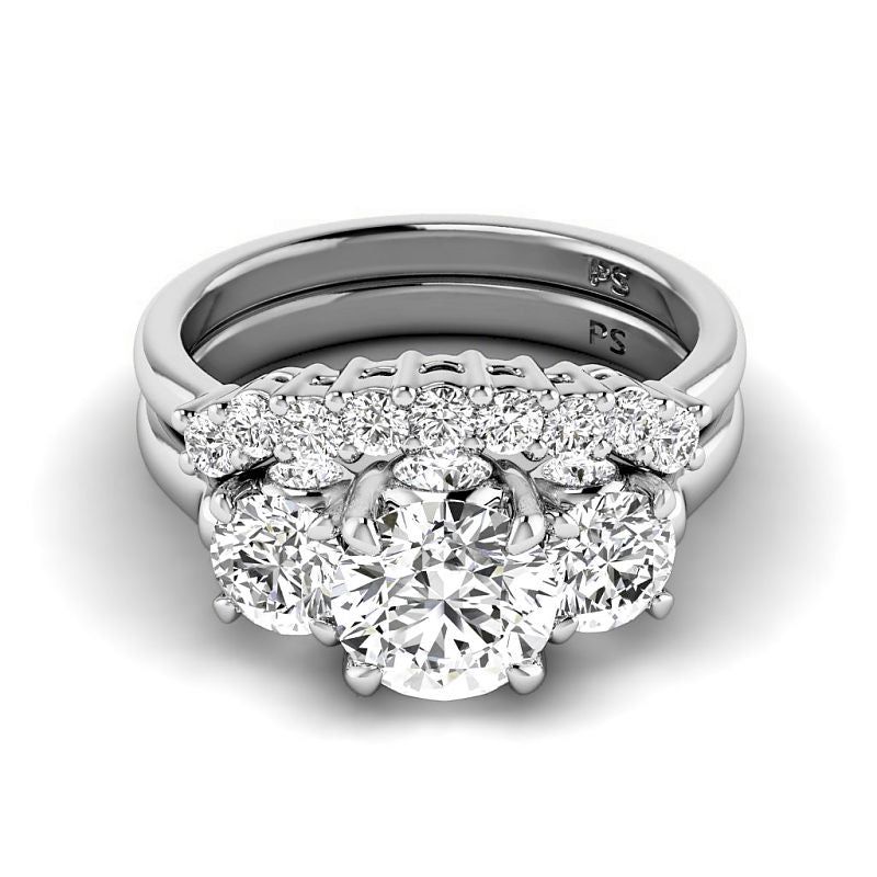 1.95-4.45 CT Round Cut Lab Grown Diamonds - Bridal Set - Primestyle.com