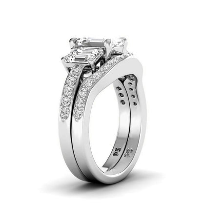 1.95-4.45 CT Round &amp; Emerald Cut Lab Grown Cut Diamonds - Bridal Set - Primestyle.com