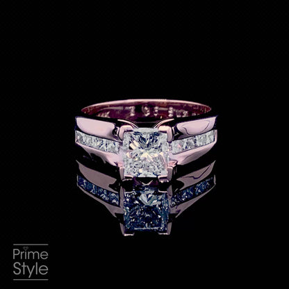 Elegant 1.60 CT Princess Cut Diamond Engagement Ring in 14KT Rose Gold