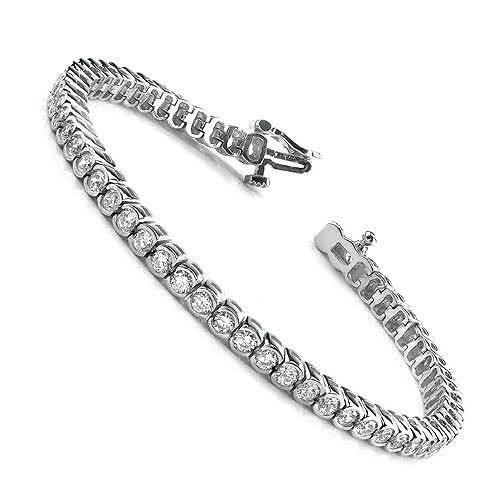 Certified 5.20CT Princess Cut Diamond Tennis Bracelet in 14KT White Gold