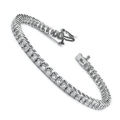 Certified 5.20CT Princess Cut Diamond Tennis Bracelet in 14KT White Gold