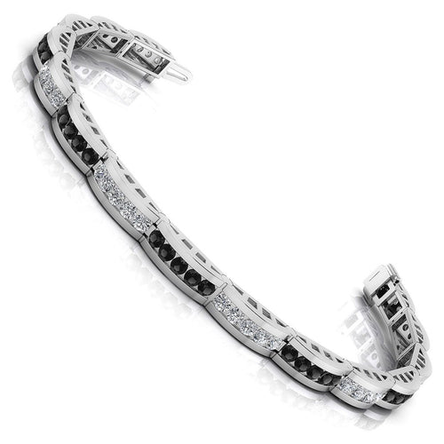 2.00-2.00 CT Round Cut Black Diamonds & Diamonds - Diamond Bracelet - Primestyle.com