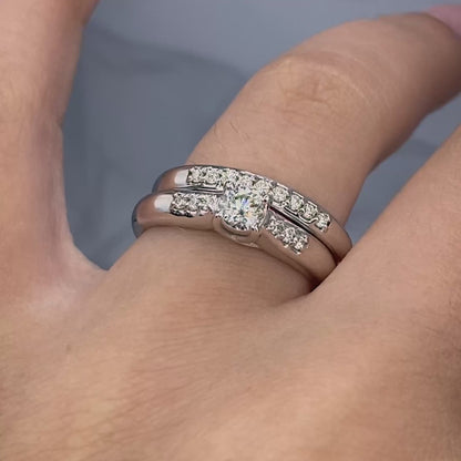 Elegant 0.60CT Round Cut Diamond Bridal Set in 14KT White Gold