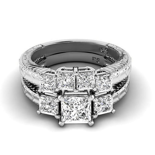 2.05-4.55 CT Princess Cut Lab Grown Diamonds - Bridal Set