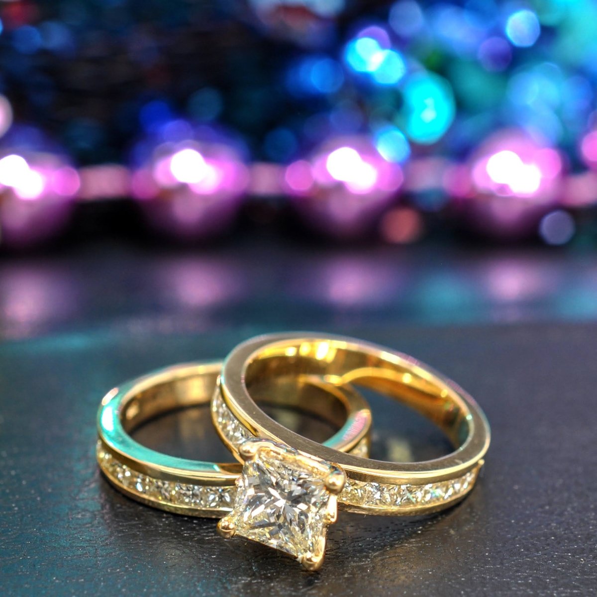 2.10-3.25 CT Princess Cut Diamonds - Bridal Set - Primestyle.com