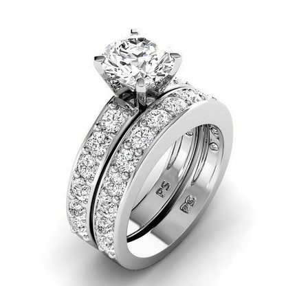 2.10-4.60 CT Round Cut Lab Grown Diamonds - Bridal Set - Primestyle.com