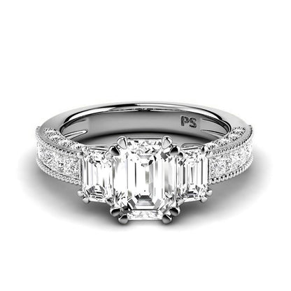 2.10-4.60 CT Round &amp; Emerald &amp; Princess Cut Lab Grown Diamonds - Engagement Ring - Primestyle.com