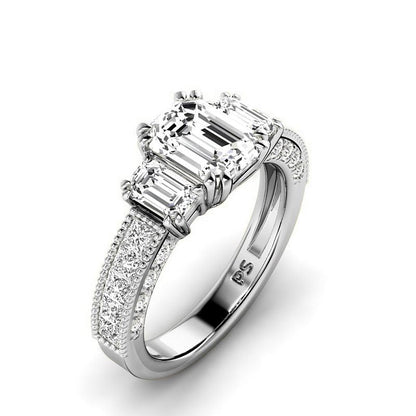 2.10-4.60 CT Round &amp; Emerald &amp; Princess Cut Lab Grown Diamonds - Engagement Ring - Primestyle.com