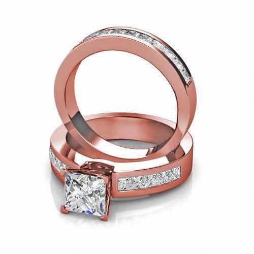 2.15-3.30 CT Princess Cut Diamonds - Bridal Set - Primestyle.com