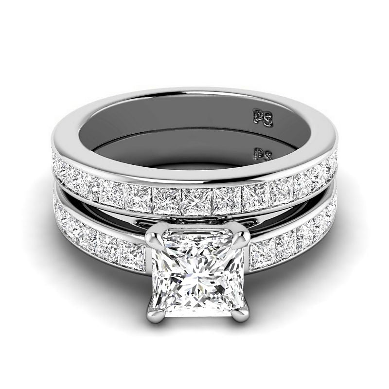 2.25-4.75 CT Princess Cut Lab Grown Diamonds - Bridal Set - Primestyle.com