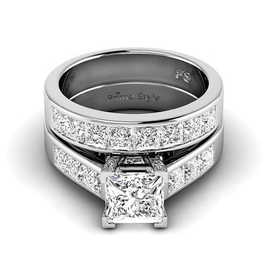 2.35-4.85 CT Princess Cut Lab Grown Diamonds - Bridal Set