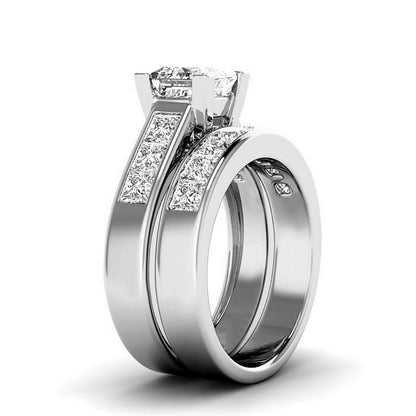 2.35-4.85 CT Princess Cut Lab Grown Diamonds - Bridal Set - Primestyle.com