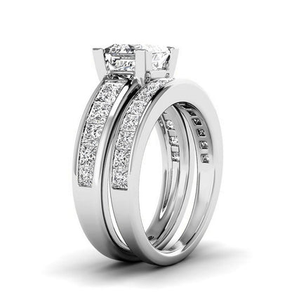 2.50-5.00 CT Princess Cut Lab Grown Diamonds - Bridal Set - Primestyle.com