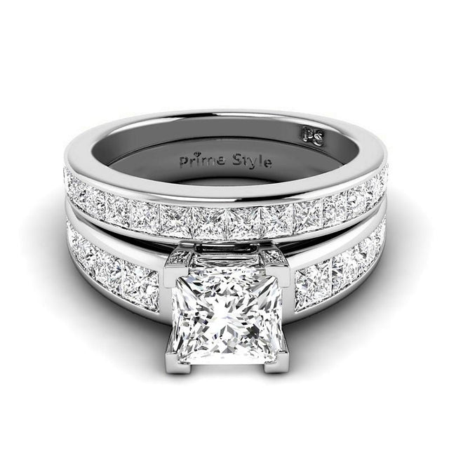 2.50-8.00 CT Princess Cut Lab Grown Diamonds - Bridal Set