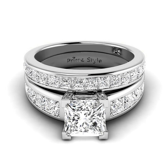 2.50-5.00 CT Princess Cut Lab Grown Diamonds - Bridal Set