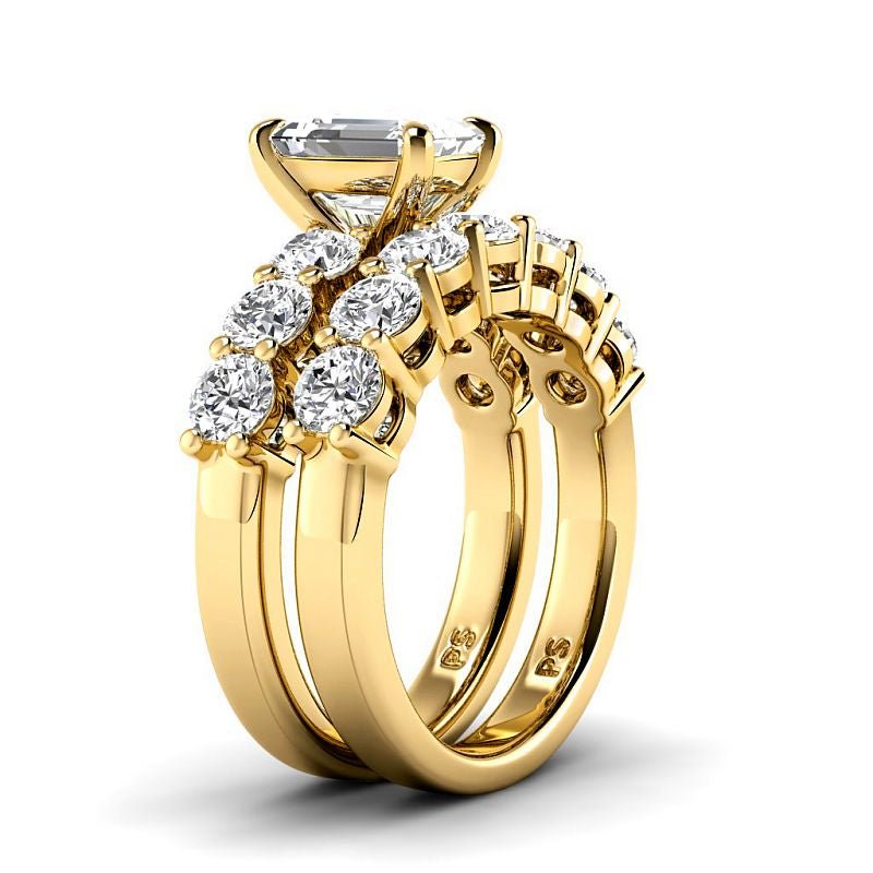 2.65-5.15 CT Round &amp; Emerald Cut Lab Grown Diamonds - Bridal Set - Primestyle.com