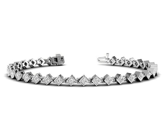 2.75-5.00 CT Princess Cut Lab Grown Diamonds - Diamond Bracelet
