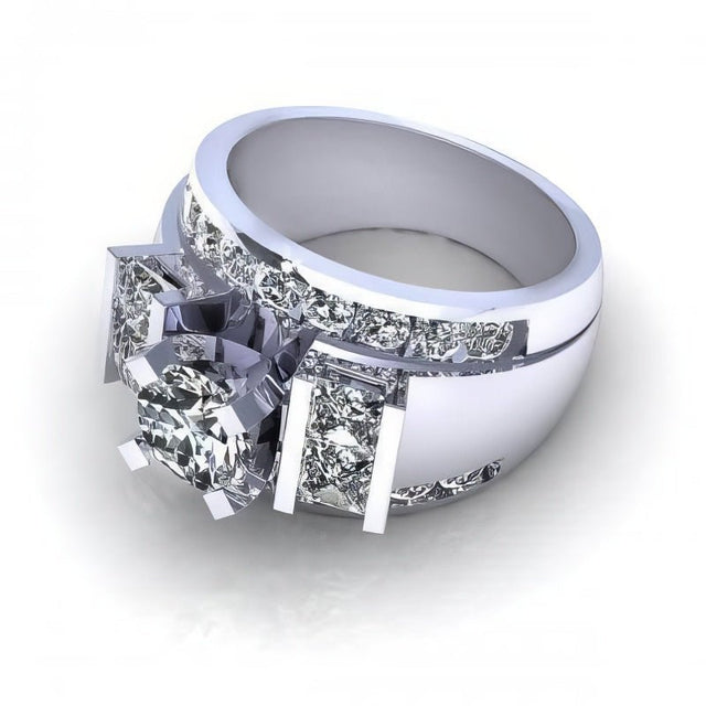2.80-3.95 CT Princess & Round Cut Natural Diamonds - Engagement Ring