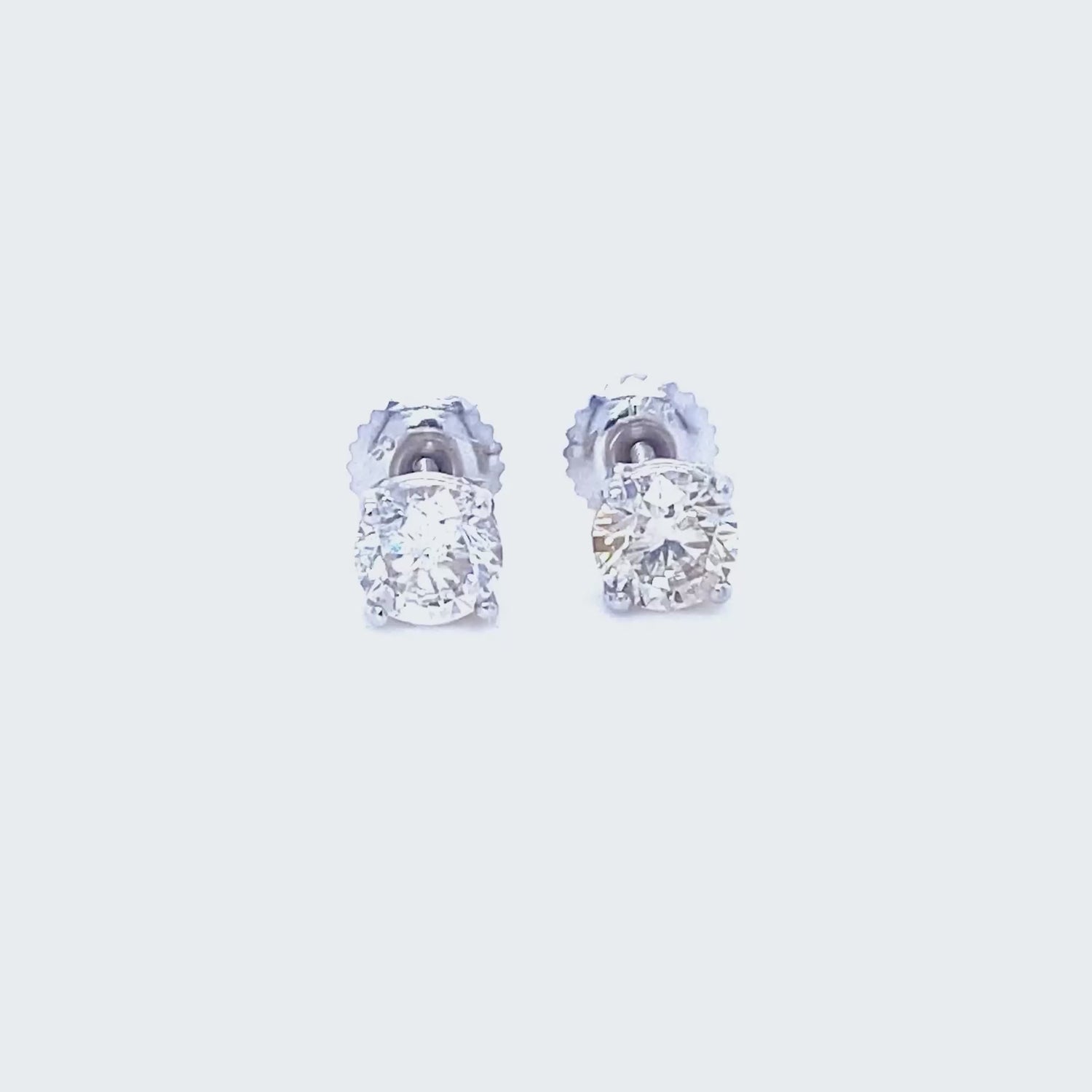 Certified 1.30CT Round Cut Diamond Stud Earrings in 14KT White Gold