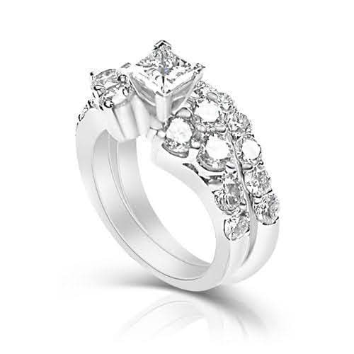 2.90-4.05 CT Round & Princess Cut Diamonds - Bridal Set - Primestyle.com