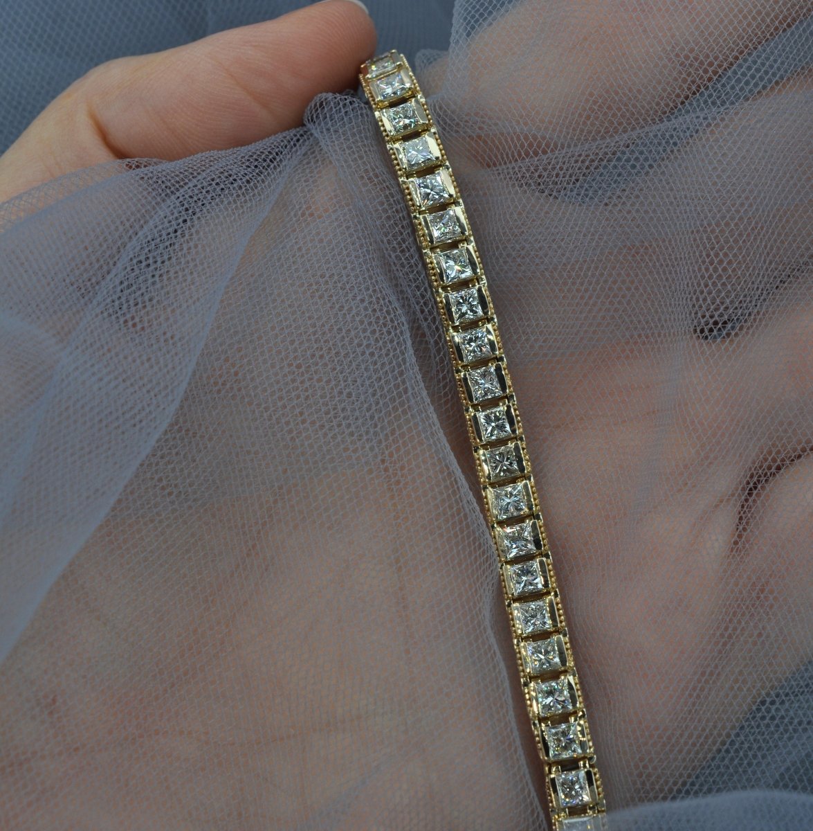 3.00-10.80 CT Princess Cut Diamonds - Tennis Bracelet - Primestyle.com