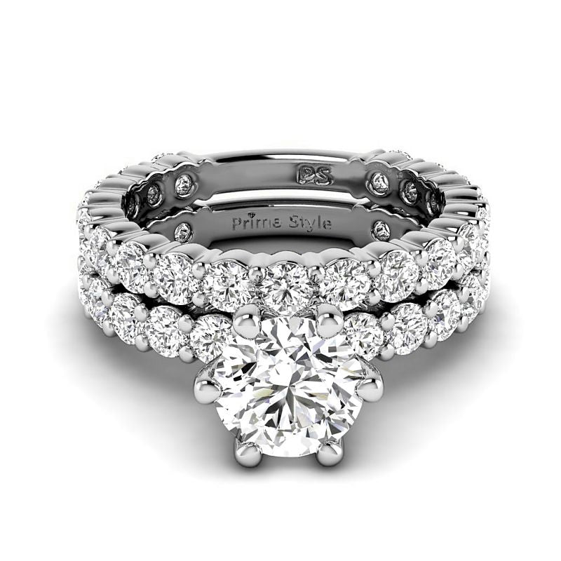 3.20-5.70 CT Round Cut Lab Grown Diamonds - Bridal Set - Primestyle.com