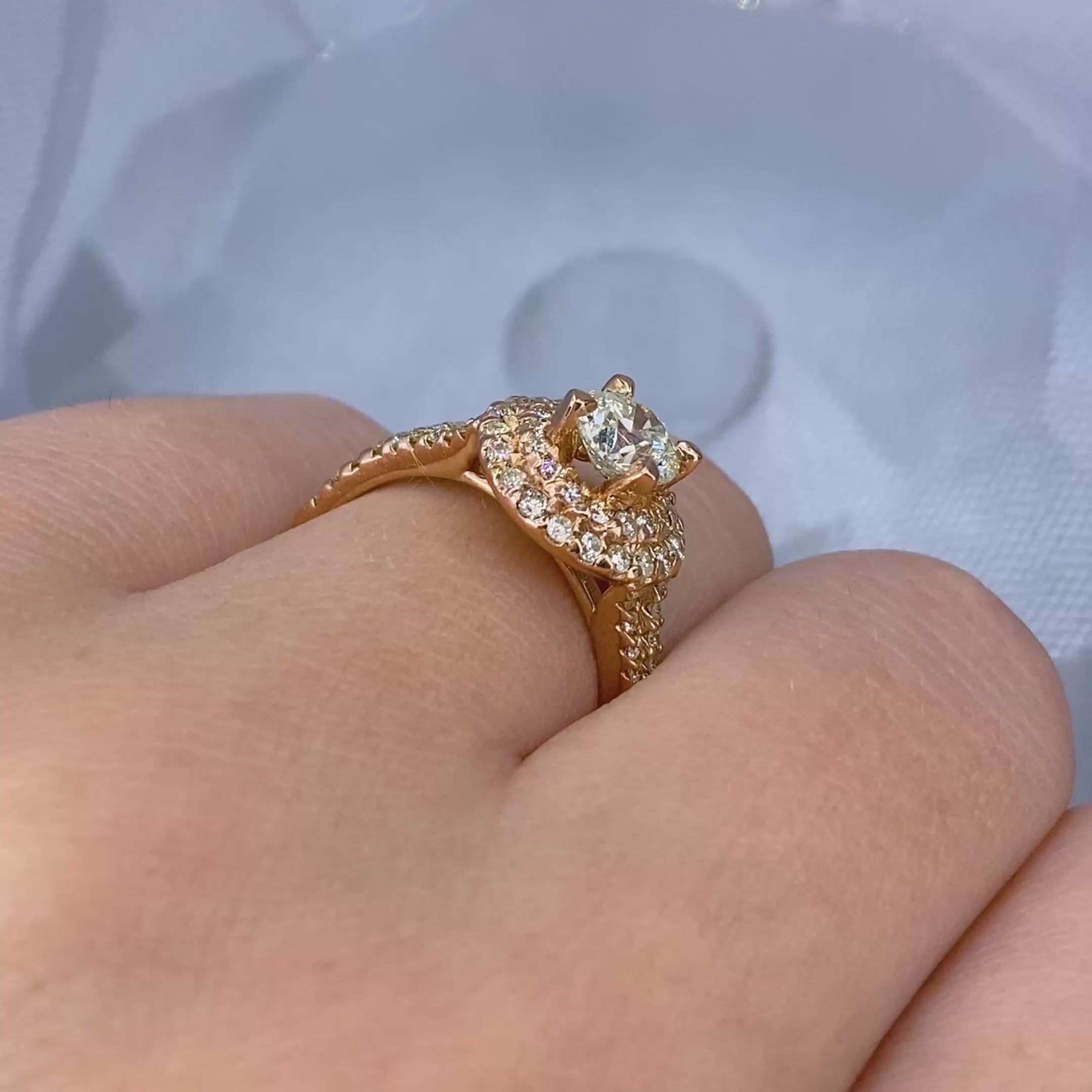 Certified 1.30CT Round Cut Diamond Engagement Ring in 14kt Rose Gold
