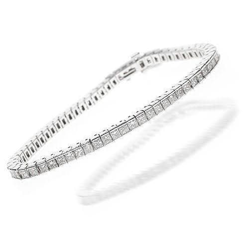 3.80-11.50 CT Princess Cut Natural Diamonds - Tennis Bracelet