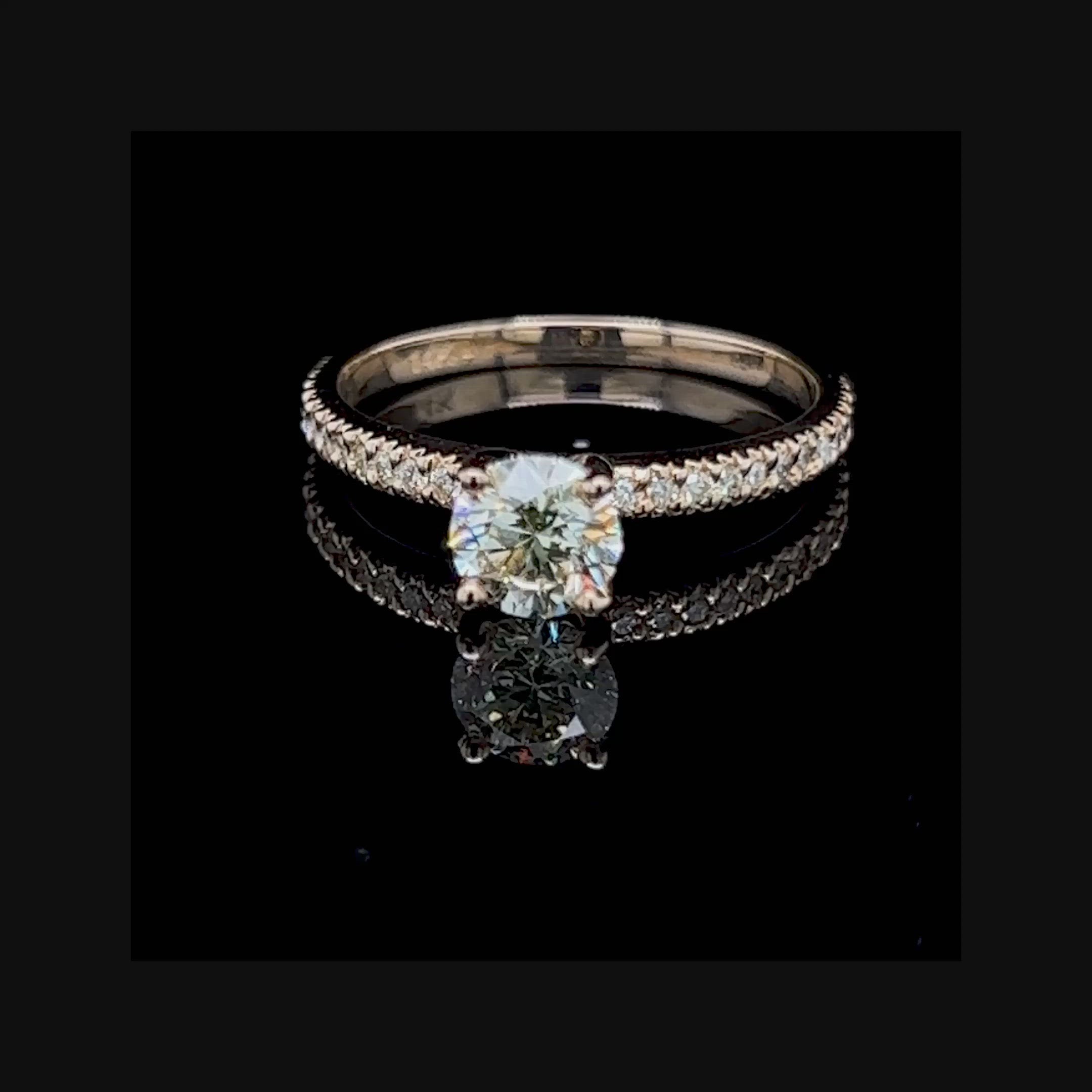 Rare 1.00CT Round Cut Diamond Engagement Ring in 14KT Yellow Gold