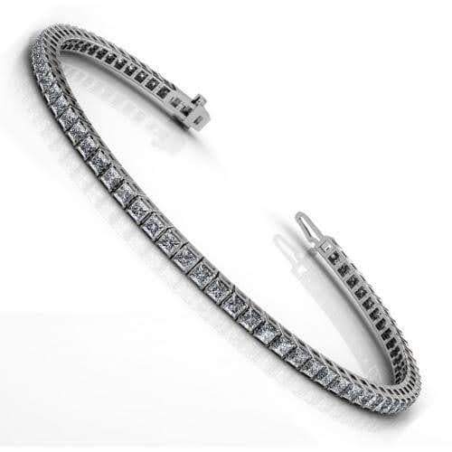 4.00-11.00 CT Princess Cut Natural Diamonds - Tennis Bracelet