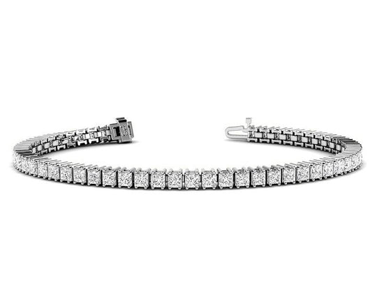 4.00-13.50 CT Princess Cut Lab Grown Diamonds - Tennis Bracelet