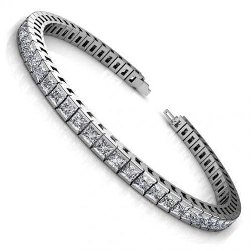 4.00-14.00 CT Princess Cut Natural Diamonds - Tennis Bracelet