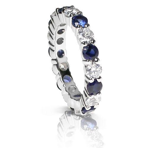 4.10 CT Round Cut Blue Sapphires &amp; Diamonds - Eternity Ring - Primestyle.com