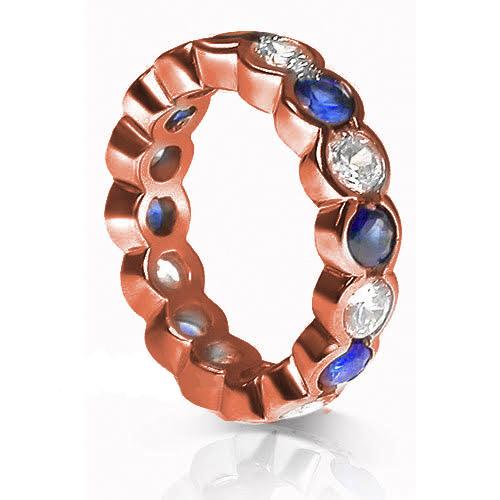 4.10 CT Round Cut Blue Sapphires &amp; Diamonds - Eternity Ring - Primestyle.com