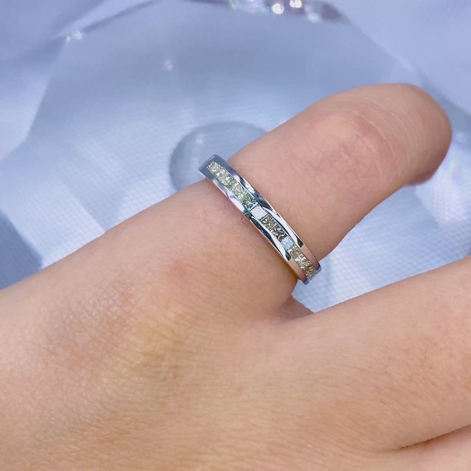 Elegant 1.10 CT Princess Cut Diamond Wedding Ring in 18KT White Gold