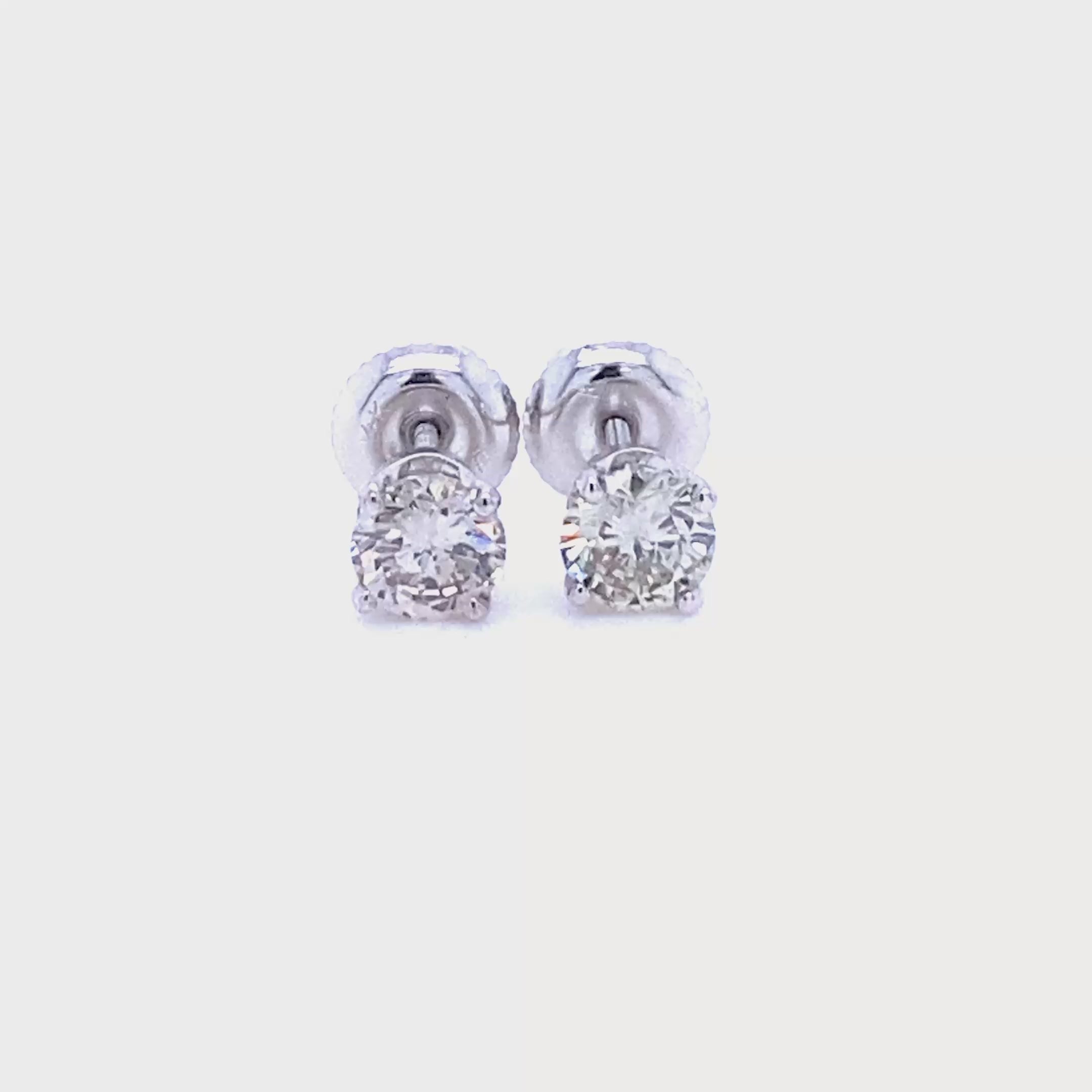 Special 1.10 CT Round Cut Diamond Stud Earrings in 14KT White Gold