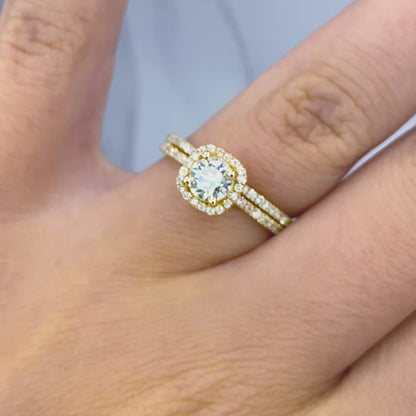 Quality 0.95CT Round Cut Diamond Bridal Set in 14kt Yellow Gold