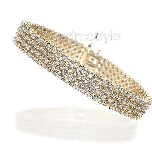 16043 - 5 Row Domed Stretch Rhinestone Bracelet - Crystal Silver