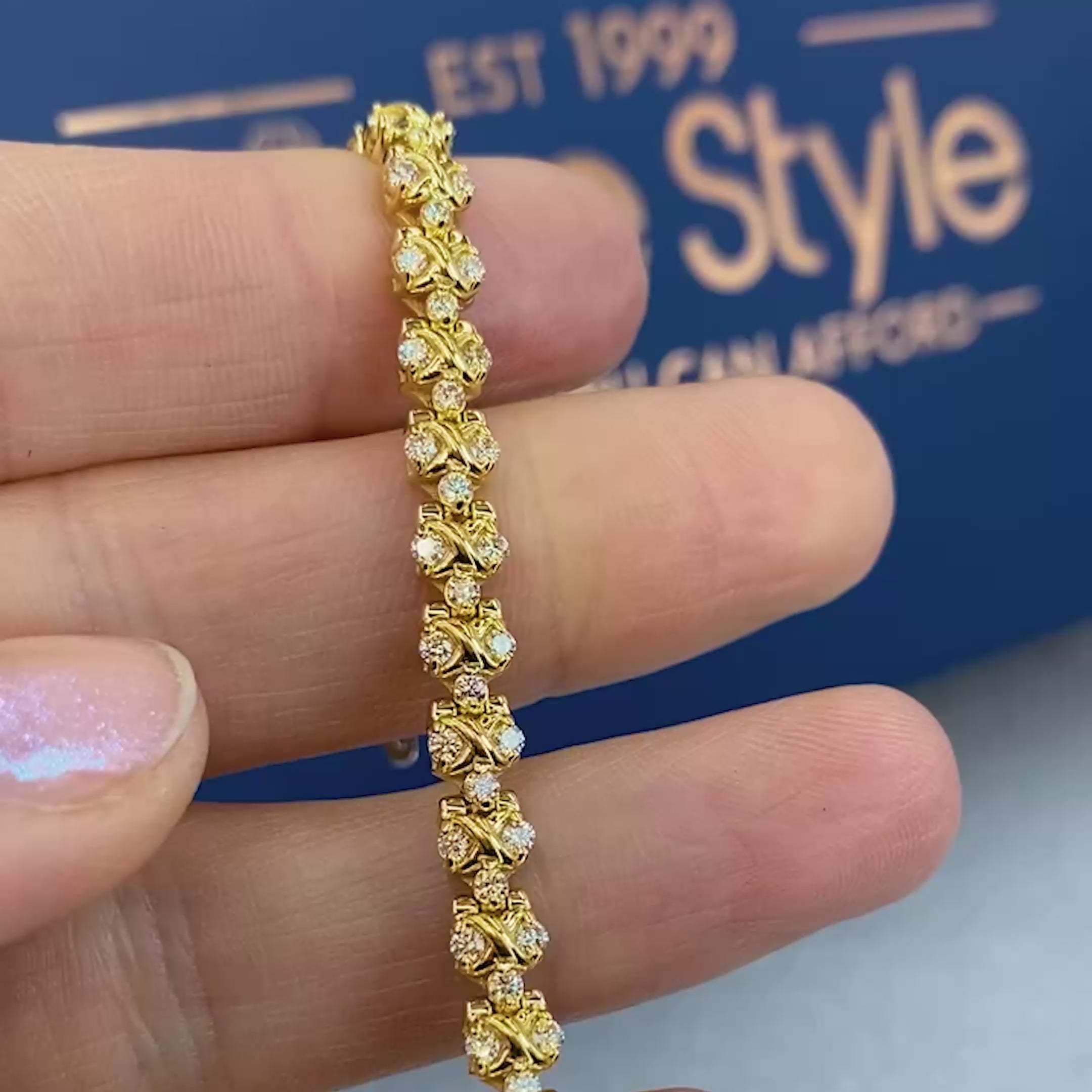 Guaranteed 3.00 CT Round Cut Diamond Bracelet in 18KT Yellow Gold
