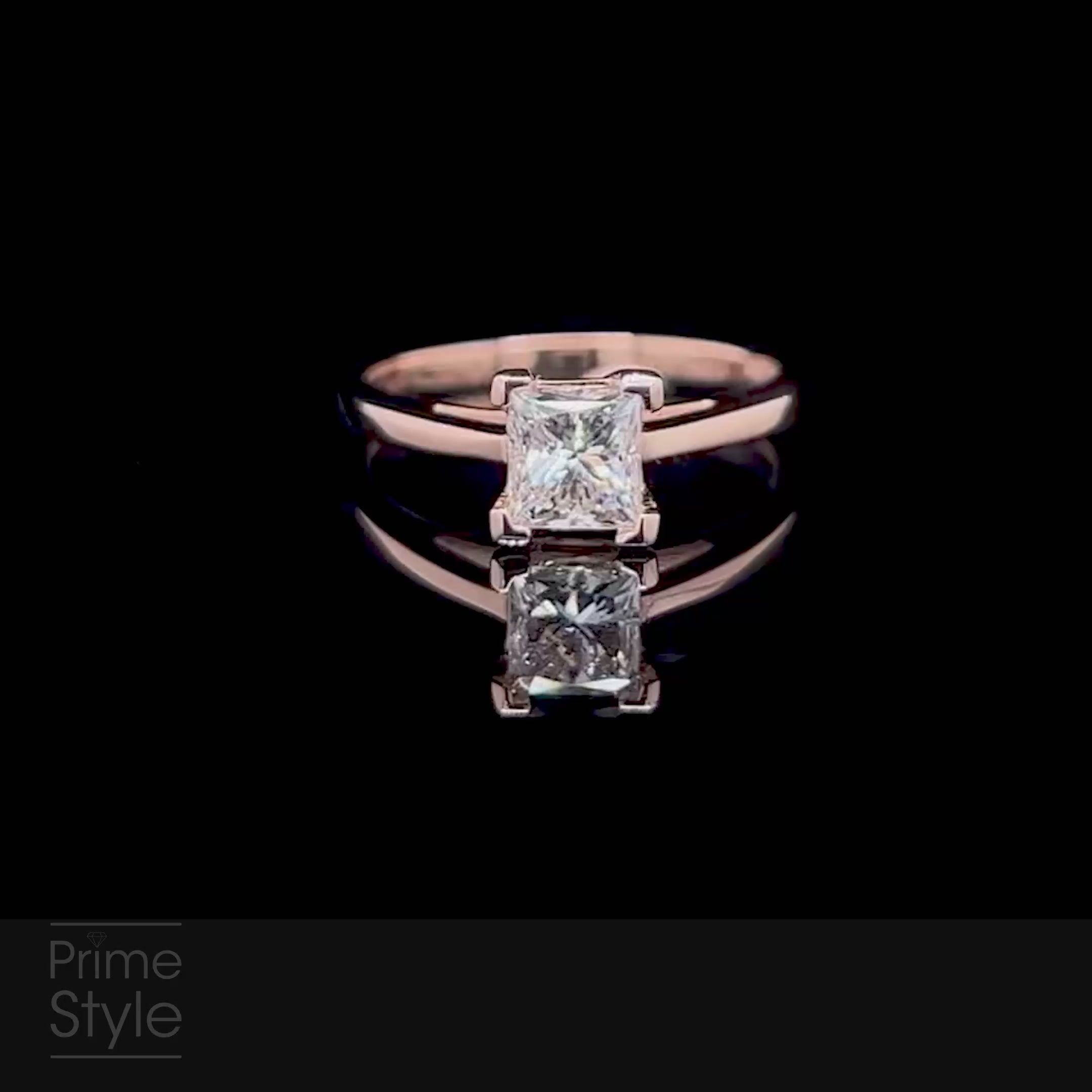 Selected 1.00CT Princess Cut Diamond Solitaire Ring in 14KT Rose Gold