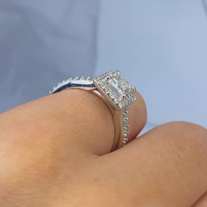 Mesmerizing 1.20CT Princess and Round Cut Diamond Engagement Ring in 14kt White Gold