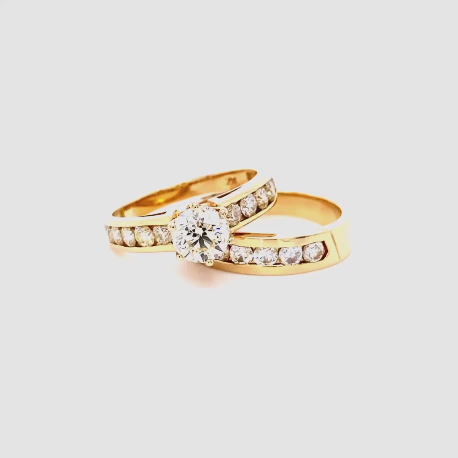 Authentic 2.00 CT Diamond Bridal Set in 14 KT Yellow Gold