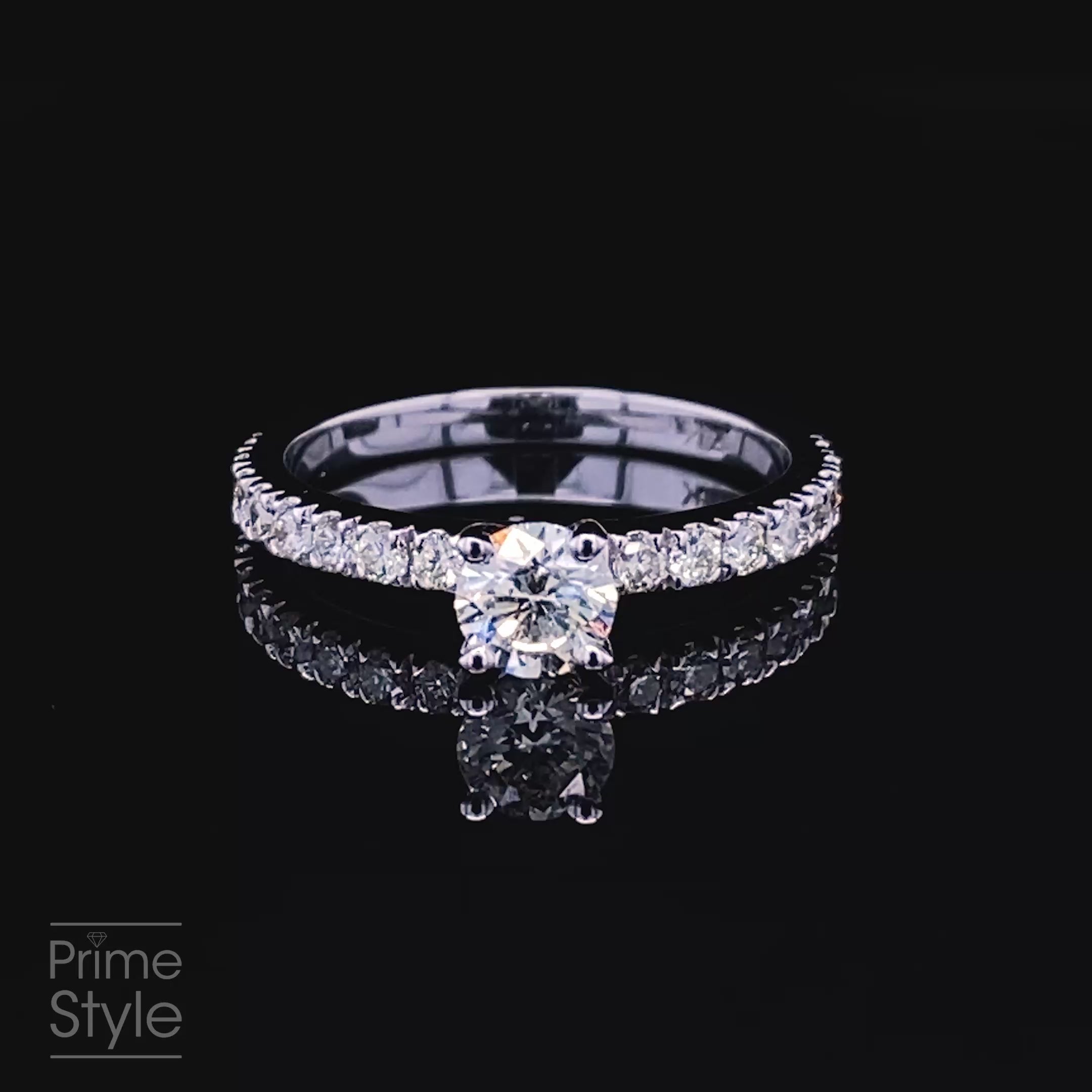 Modern 0.85 CT Round Cut Diamond Engagement Ring in 14KT White Gold