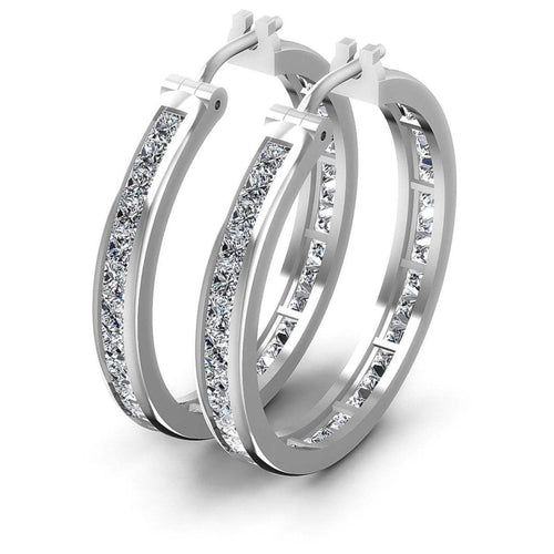 7.10 CT Princess Cut Lab Grown Diamonds - Hoop & Drop Earrings - Primestyle.com