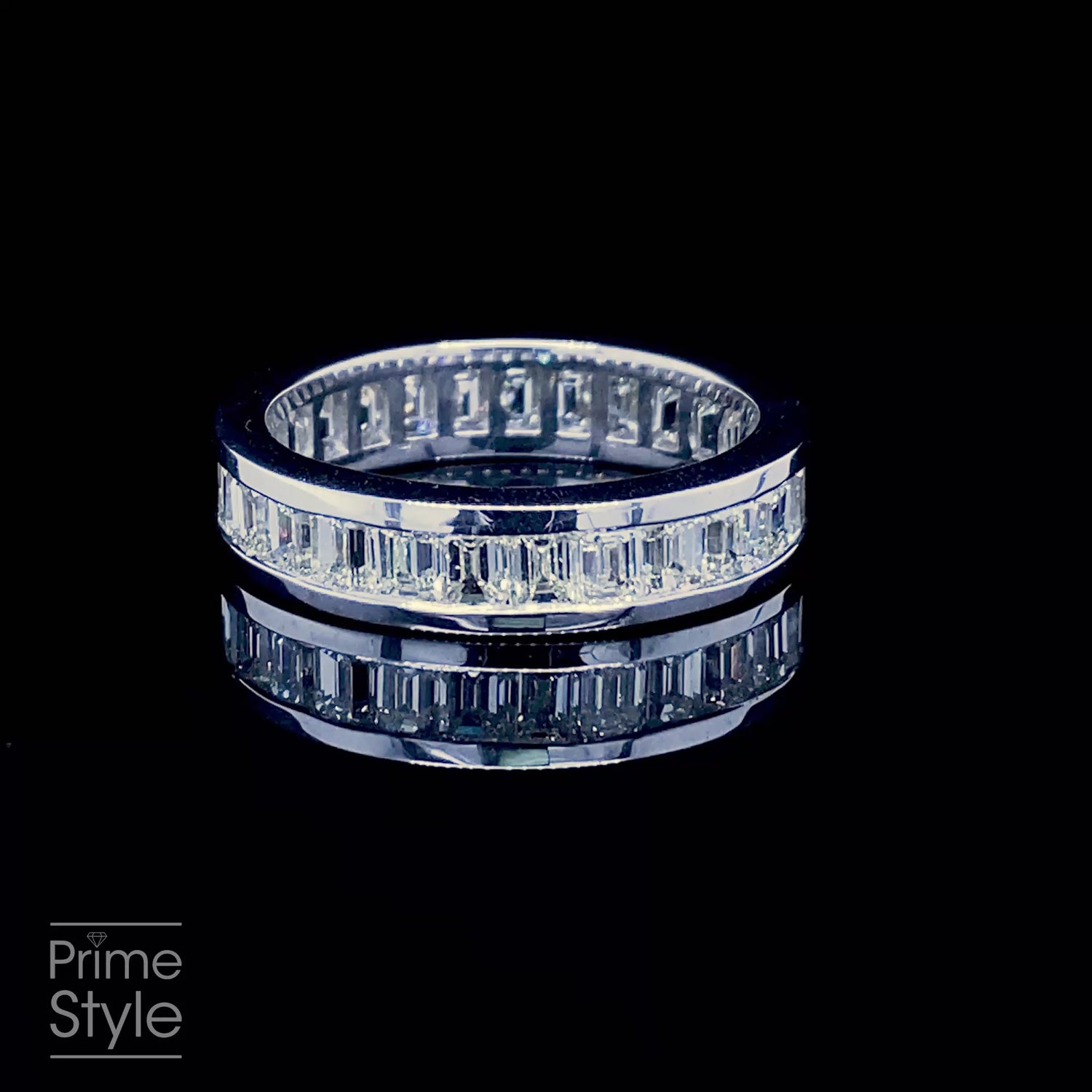 Exquisite 7.00CT Emerald Cut Diamond Eternity Ring in 14KT White Gold