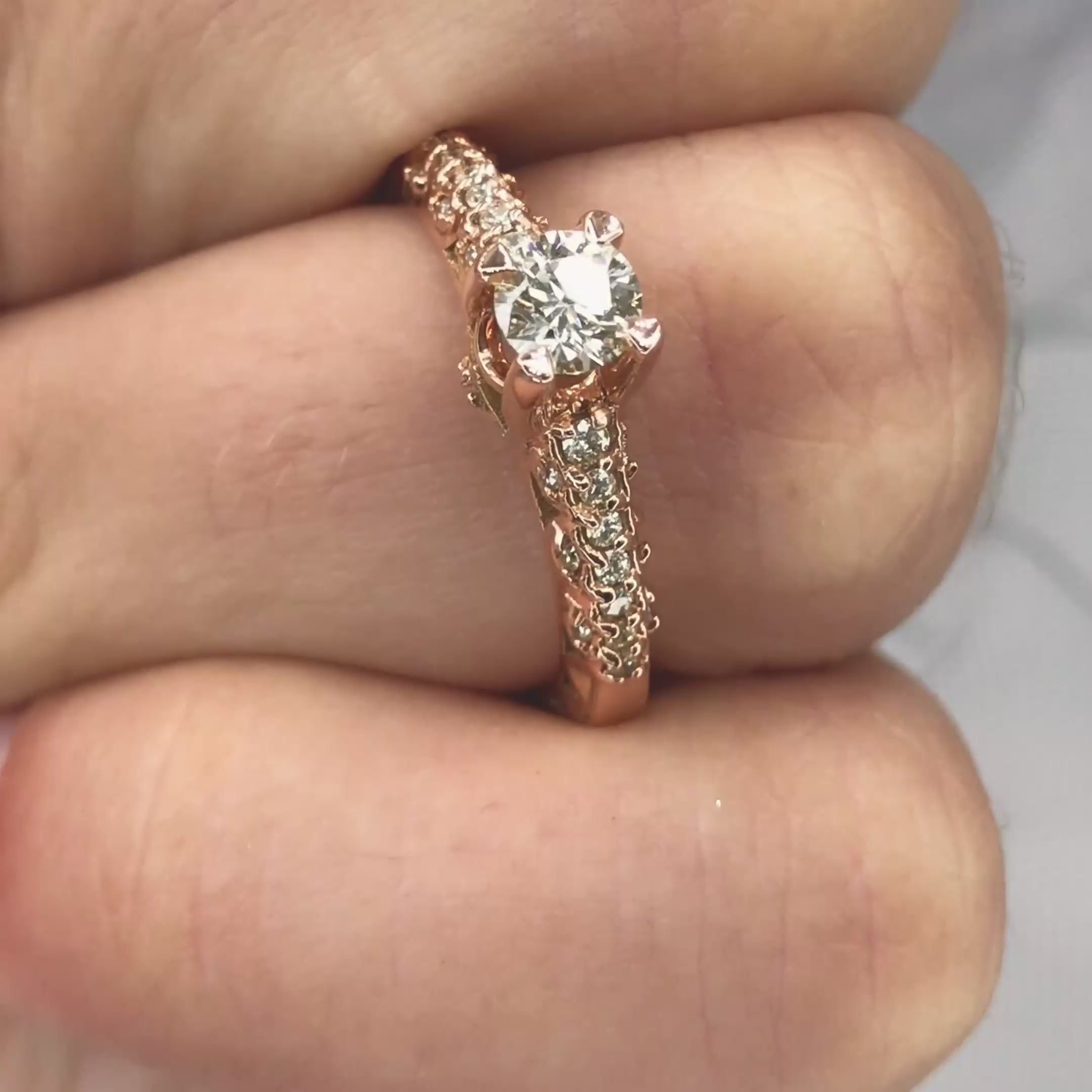 Limited 0.60 CT Round Cut Diamond Engagement Ring in 14K Rose Gold