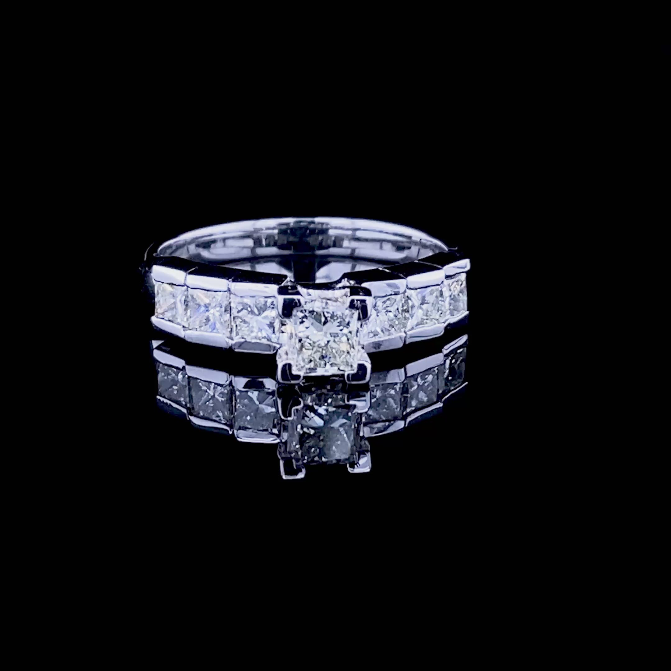 Priceless 1.35 CT Princess Cut Diamond Engagement Ring in 14KT White Gold