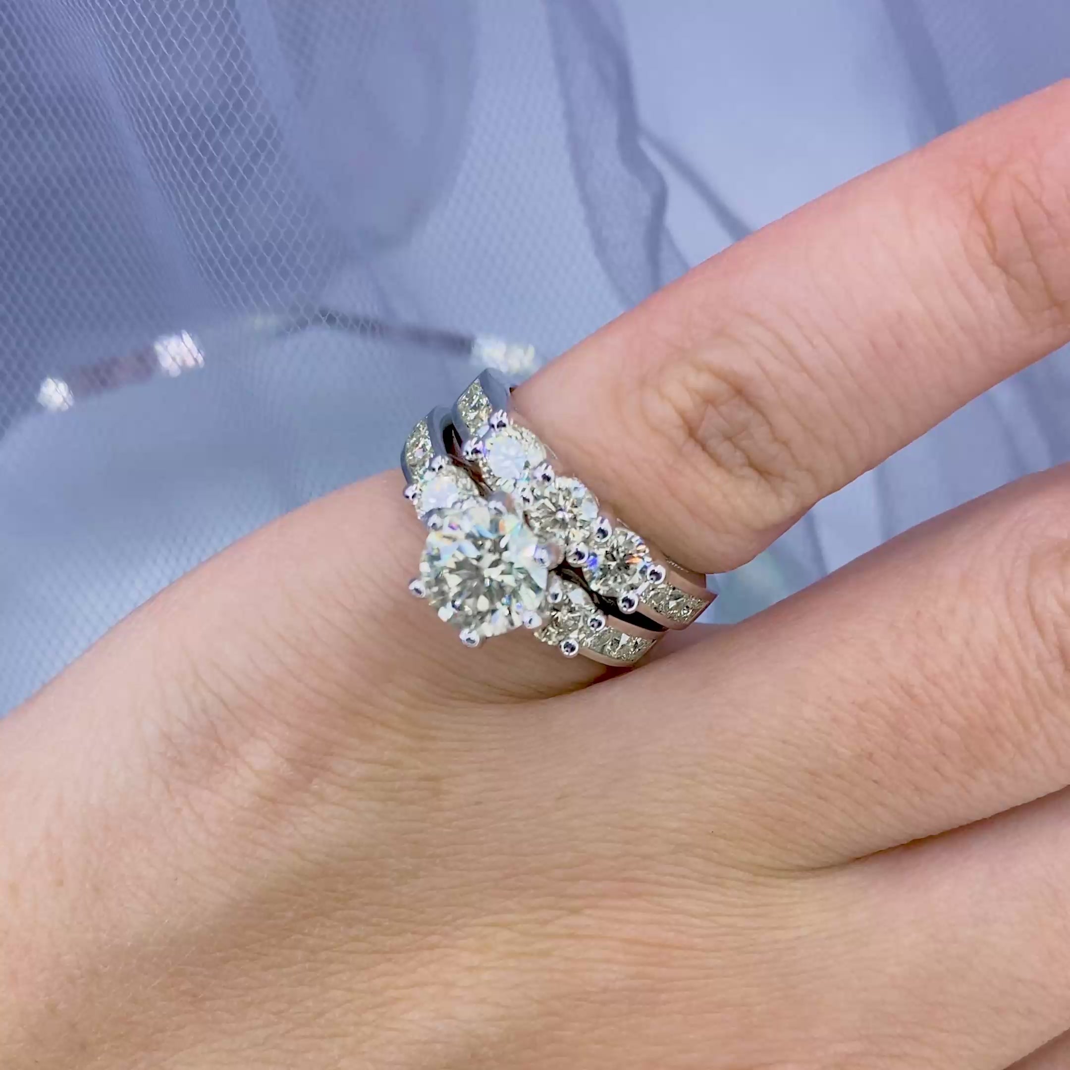 Elegant 3.30CT Round Cut Diamond Bridal Set in Platinum