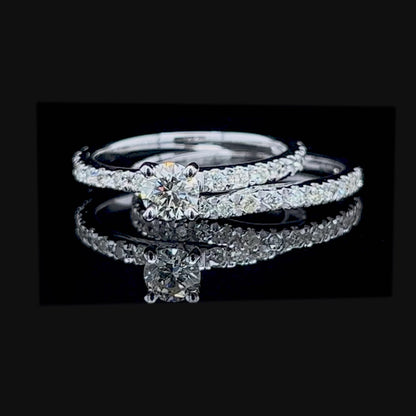 Mesmerizing 1.40 CT Round Cut Diamond Bridal Set in 14KT White Gold